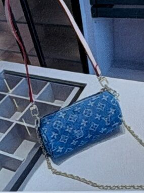 Denim monogram crossbody with Tan Trim